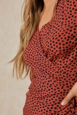 Animal Spot Frill Hem Wrap Dress -Dress Sales Store rose animal spot frill hem wrap dress 5