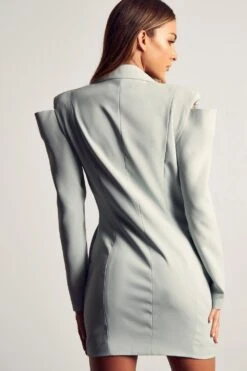 Cut Out Shoulder Blazer Dress -Dress Sales Store sage cut out shoulder blazer dress 2