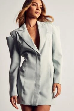 Cut Out Shoulder Blazer Dress -Dress Sales Store sage cut out shoulder blazer dress 3
