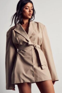 Tailored Belted Blazer Dress