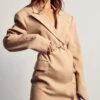 Clip Front Oversized Blazer Dress -Dress Sales Store stone clip front oversized blazer dress