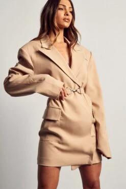 Clip Front Oversized Blazer Dress