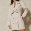 Double Breasted Trench Style Mini Dress -Dress Sales Store stone double breasted trench style mini dress