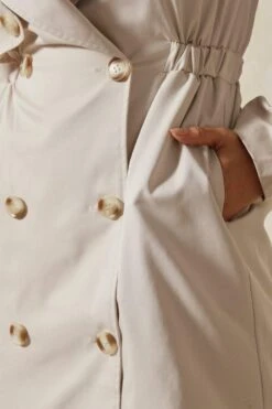 Double Breasted Trench Style Mini Dress -Dress Sales Store stone double breasted trench style mini dress 3