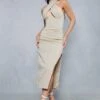 Linen Look Cross Over Corset Midi Dress 2 Linen Look Cross Over Corset Midi Dress -Dress Sales Store stone linen look cross over corset midi dress