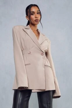 Ruched Waist Blazer Dress