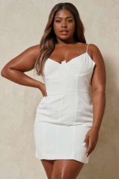 Boning Corset Bodycon Mini Dress -Dress Sales Store white boning corset bodycon mini dress 3