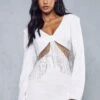 Diamante Chain Mini Dress -Dress Sales Store white diamante chain mini dress